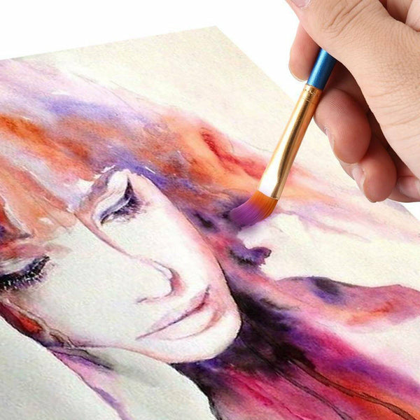 10 Pcs Artist Paint Brushes Set Kit Watercolour Acrylic Oil Face Painting Craft