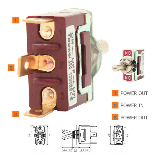 ON-OFF-ON Toggle Switch Heavy Duty 3 Way 12V 24V Terminal Car Marine Light