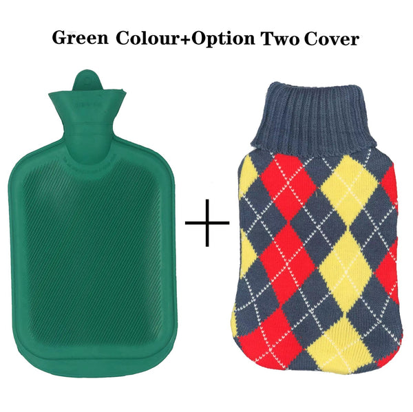 2L Hot Water Bottle Winter Warm Natural Rubber Bag Relaxing Warmer and COVER