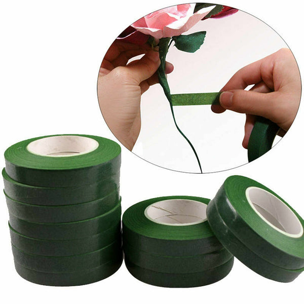 6 Rolls Green Self Adhesive Florist Floral Tape craft supply Stem Wrap 27m AUS