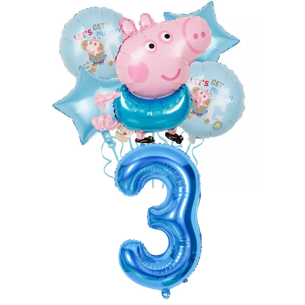 George Balloons Set With Numbers Party Supplies Peppa Pig Birthday Decoration