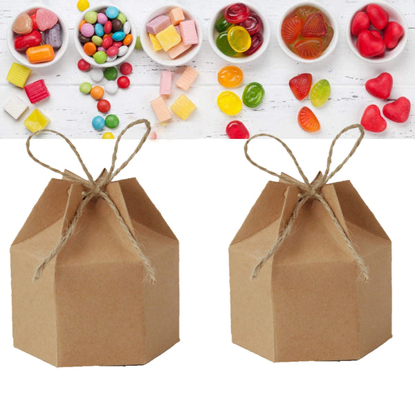 100 Pack Kraft Paper Candy Favor Boxes – Pillow Gift Boxes with Rope for Wedding, Christmas and Party Treats