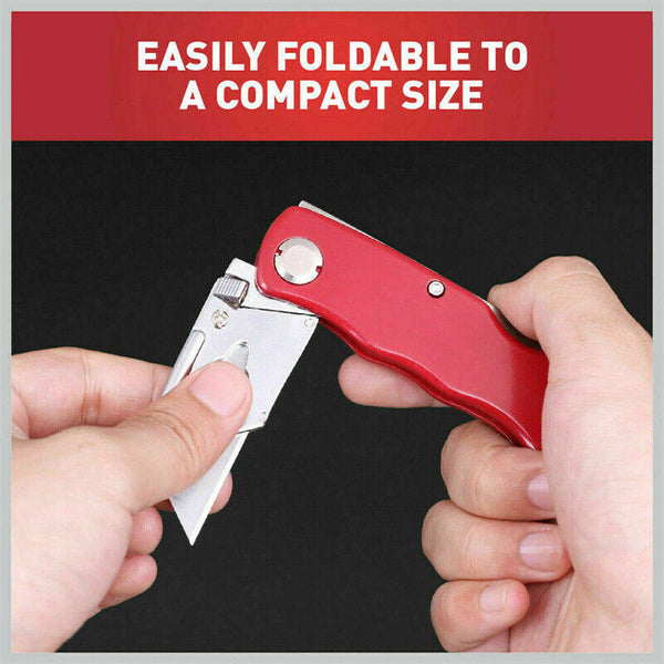 2PCS Folding Utility Knife Aluminium Handle + 10 Spare Stanley Blades Craft New