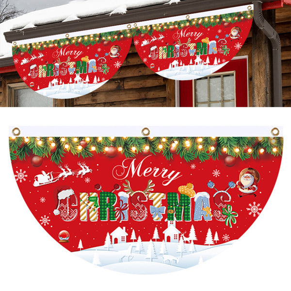 Merry Christmas Xmas Outdoor Banner Flag Pulling Santa Claus Hanging Decoration