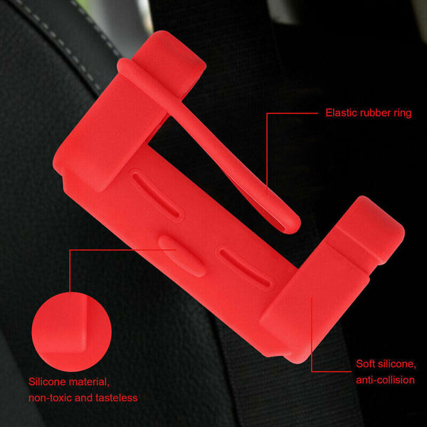2PCS Car Accessories Safty Seat Belt Buckle Clip Anti-Scratch Cover Silicone Red