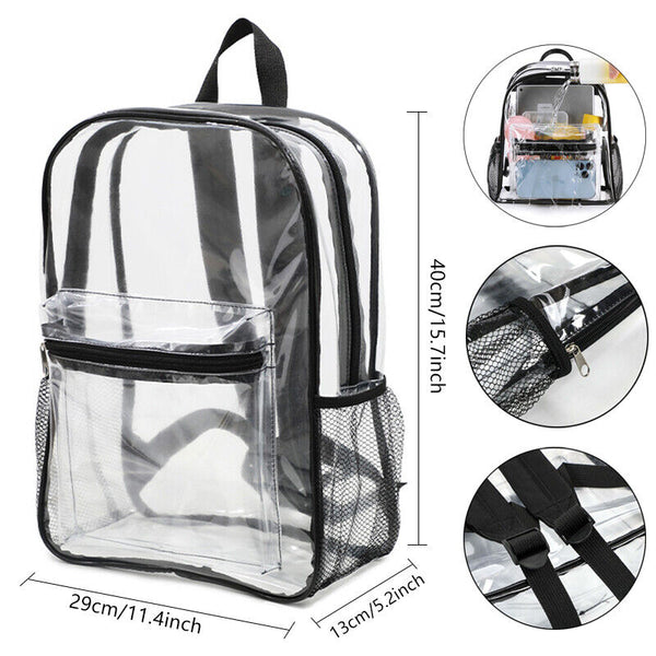 Transparent Backpack Bag Clear PVC Travel Shoulder Bag School Bag Strap Book Bag