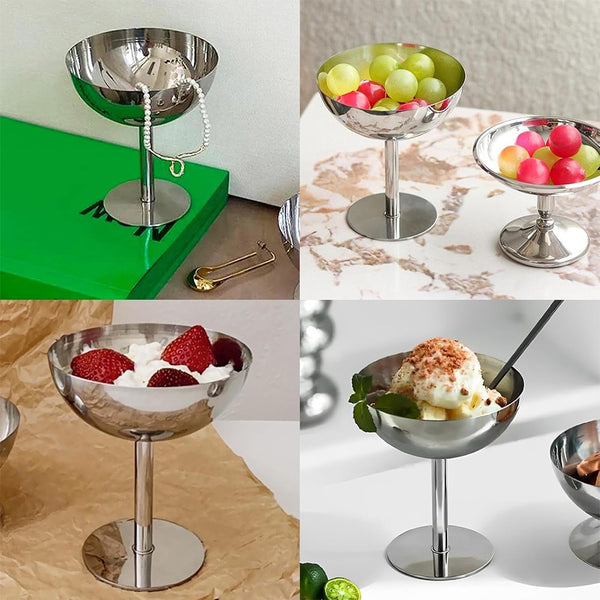 2PCS Stainless Steel Dessert Cups – Ice Cream & Sundae Bowls