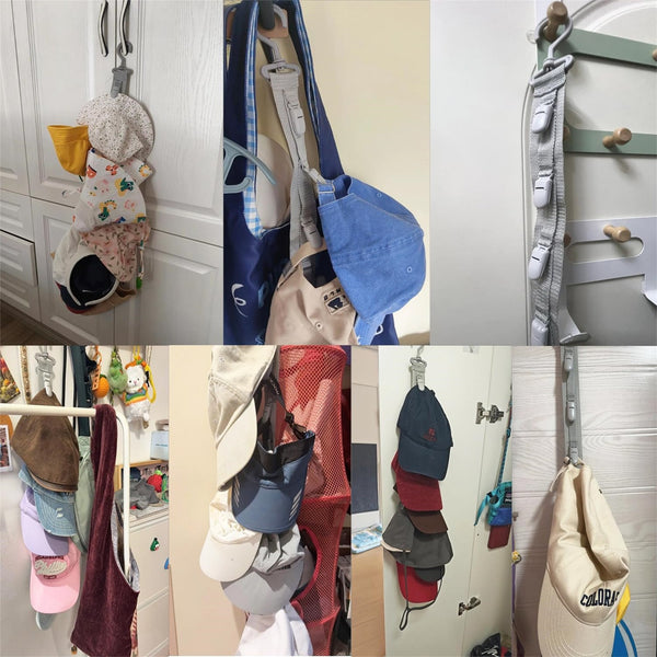 Baseball Cap Organizer Hanger with 8 Clips | Closet Hat Rack Storage Holder