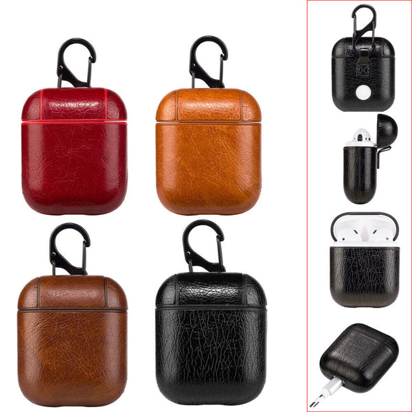 Compatible With Airpods Leather Earphone Protective Case Cover shockproof