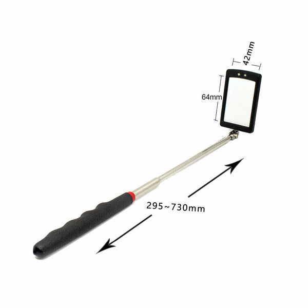 LED Inspection Mirror illuminate Extendable Telescoping Swivel Light Lighted