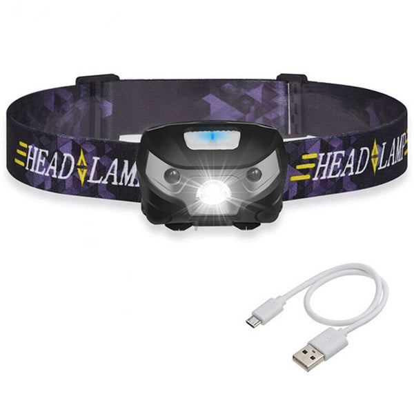 1-2X LED Headlamp Flashlight Waterproof Head Torch Rechargeable USB Camping Fish