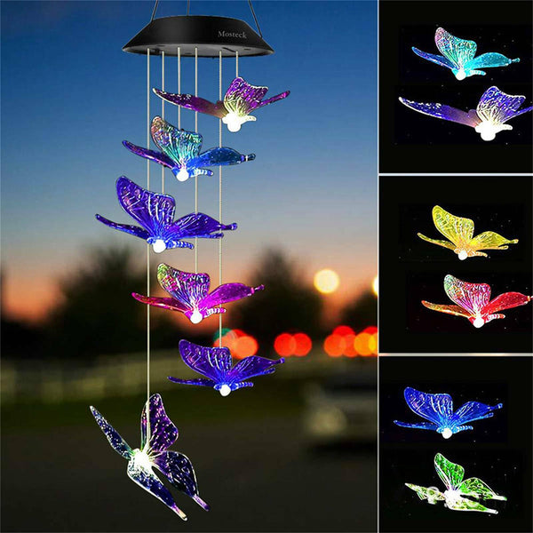 Garden Hanging Outdoor Wind Chimes Colour Changing Decor Solar Powered LED Light