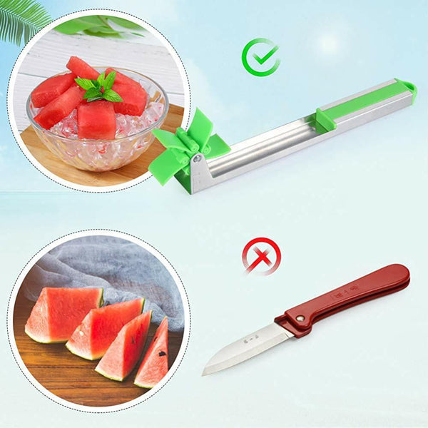 Watermelon Muskmelon Cutter Slicer Stainless Steel Melon Cuber Knife Fruit Cutin