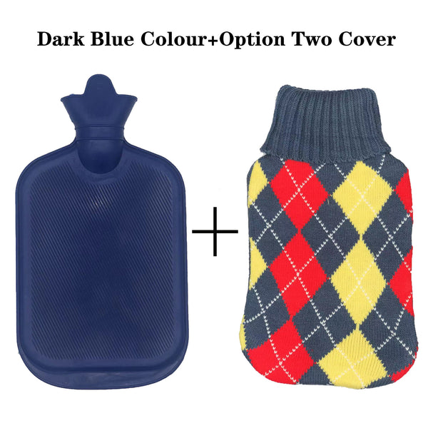 2L Hot Water Bottle Winter Warm Natural Rubber Bag Relaxing Warmer and COVER