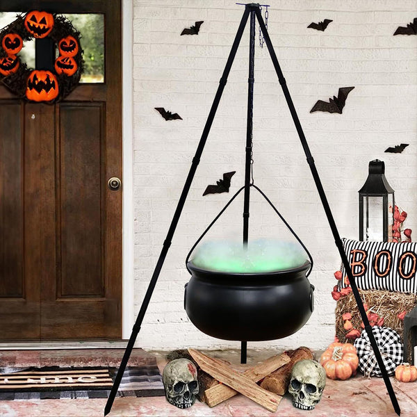 Halloween Decor Outdoor - Large Witches Cauldron on Tripod with Light Home Decor