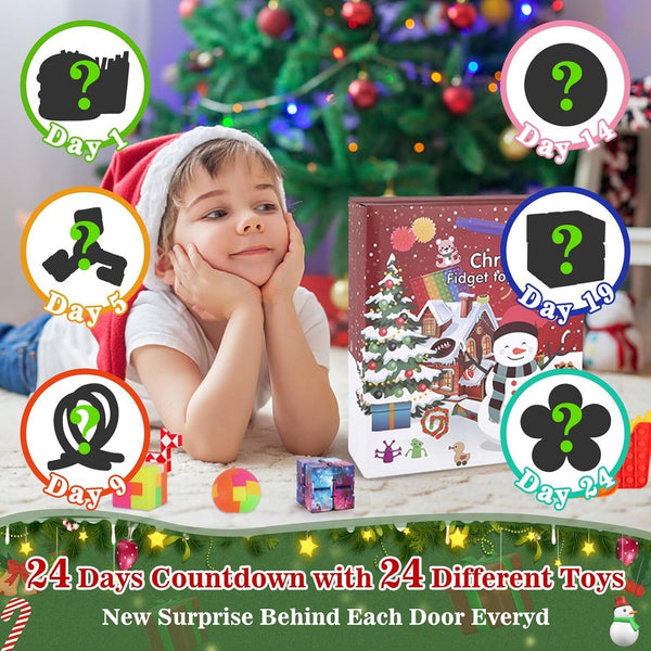 Fidget Advent Calendar 2024, 24 Days of Surprises Fidget Toys Box, Christmas Hol