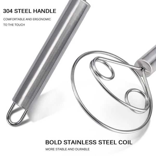 Stainless Steel Dough Whisk Tool Kitchen Manual Baking Flour Egg Mixer Eggbeater