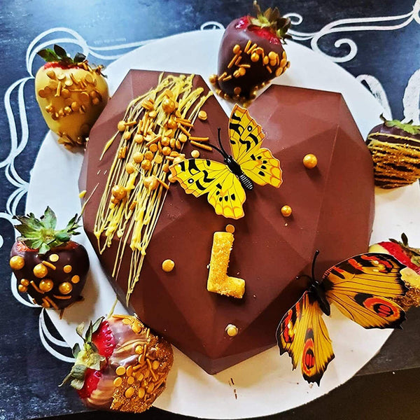 2PCS Large Heart Shape Candy Cake Chocolate Mould 3D Fondant Mold Silicone Craft