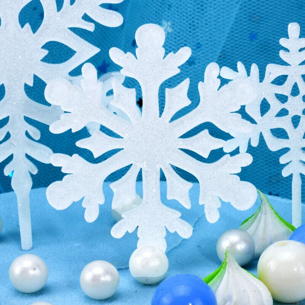 4pcs Snowflake Cake Toppers Acrylic Christmas Party Cupcake Decorations AU stock