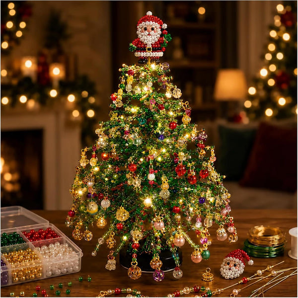 DIY beaded Christmas tree kit - Santa topper option
