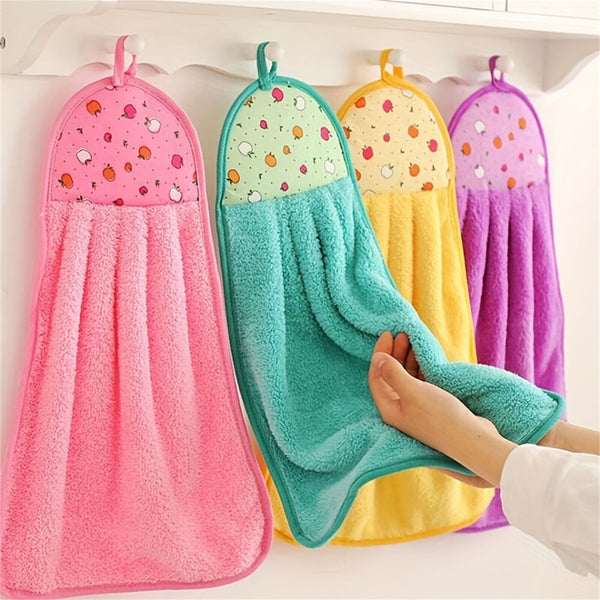 Coral Fleece Hand Towels Flower Kitchen Bath Hanging Water Absorbent Soft Wipe