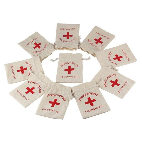 10x Hangover Recovery Kit Muslin Favour Bags Rustic Hens Party Engagement AU