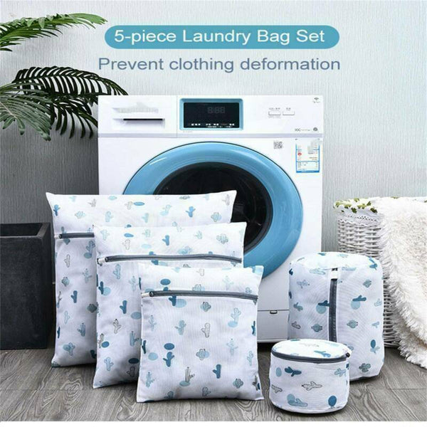 5PCS Cute Delicates Wash Bag Laundry Lingerie Bra Washing Pack Set Clothes Case