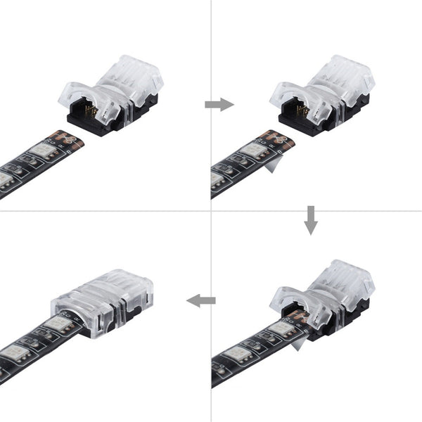 10MM LED STRIP LIGHT SOLDERLESS RGB SNAP CONNECTOR 4 PIN WIRE WATERPROOF