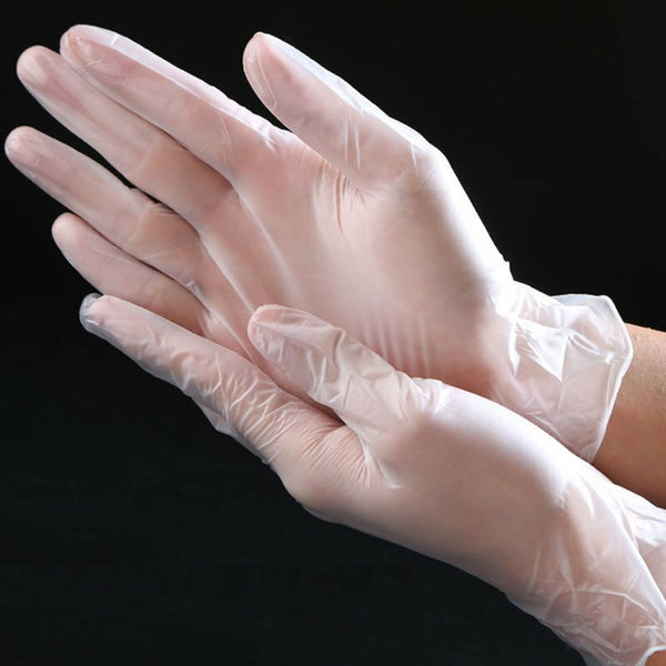 100PCS Clear Vinyl Disposable Gloves Powder Free Food Safe Protective Gloves