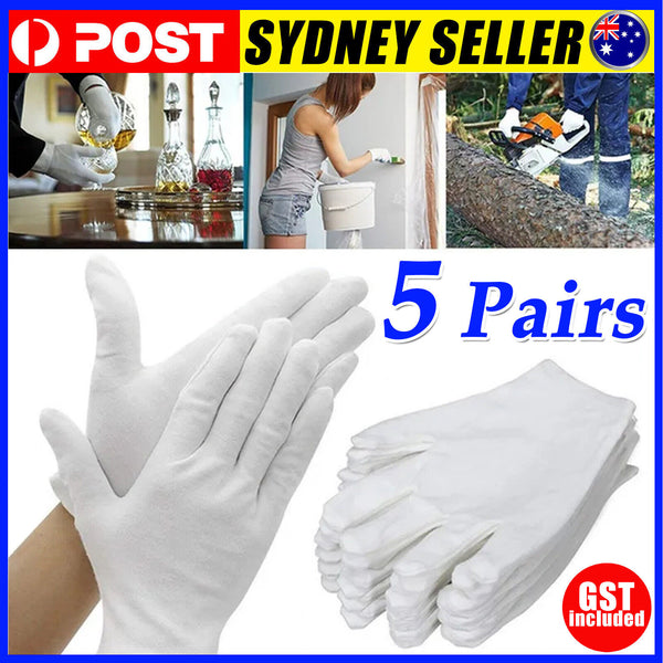 5 Pairs Handling Work Hands Protector Soft Costume Jewellery Cotton White Gloves