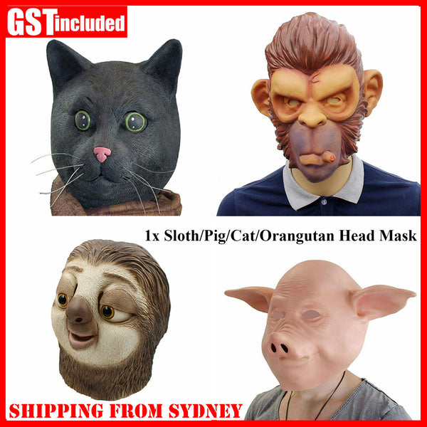 1x Latex Head Mask Adult Pig Cat Head Mask Animal Cosplay Costume Toy Party Prop