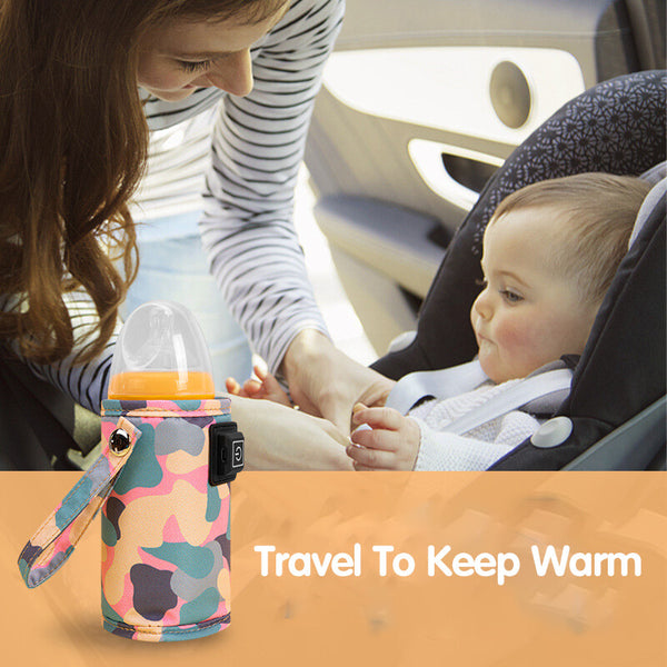 USB Baby Bottle Warmer Portable Milk Heating Travel Pouch Thermostat Bag