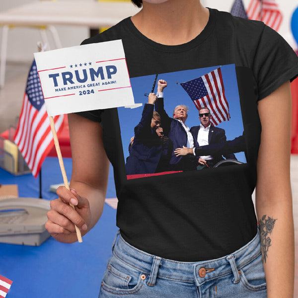 Trump T-Shirt Shot T Shirt Top Donald Trump 2024 Never Surrender Shooting Fight