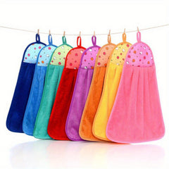 Microfibre Hand Towels with Hanging Loop – Coral Fleece Kitchen & Bathroom Towels (1/5/10 Pack)