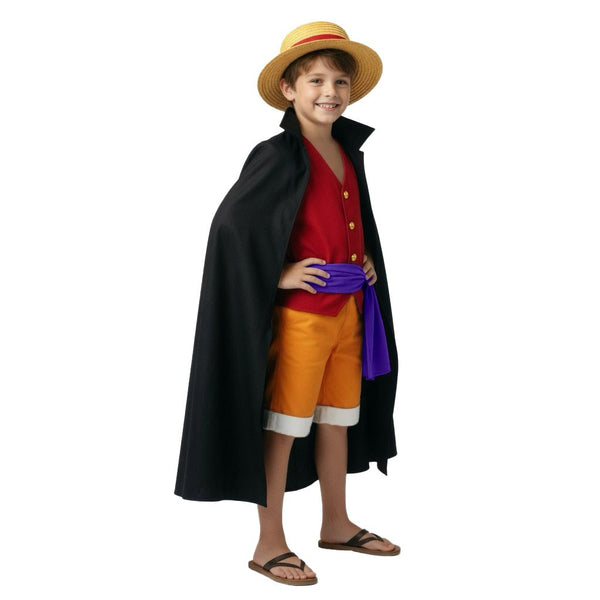 Luffy Costume Kids Boys – One Piece Monkey D Luffy Cosplay Set with Hat & Cape