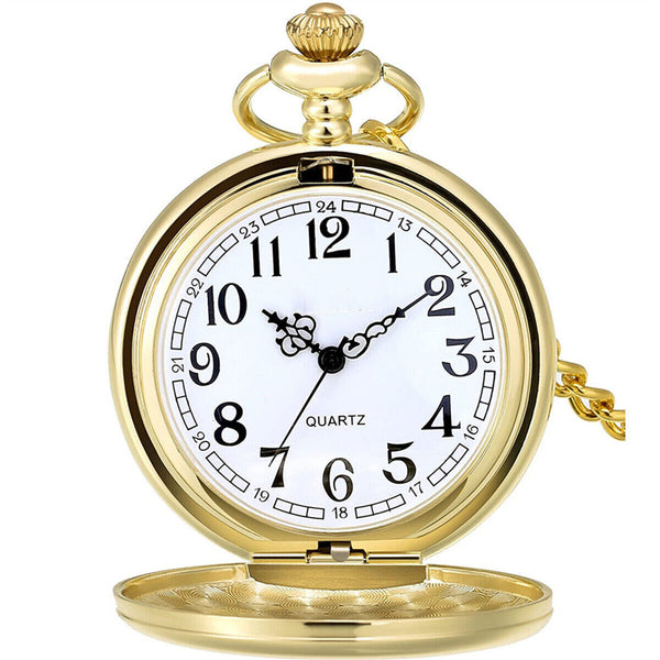 3pcs Vintage Steel Quartz Pocket Watch Classic Pocket Watch with Short Chain AUS
