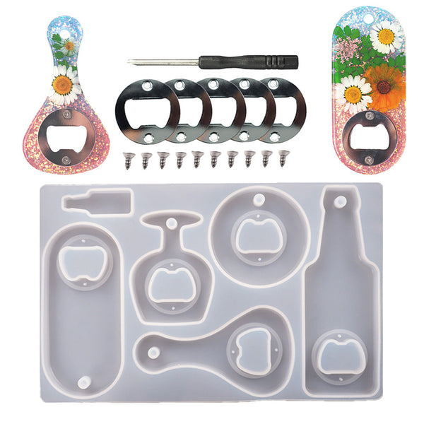 Silicone Beer Bottle Opener Mould DIY Set Epoxy Resin Casting Craft Making Mold