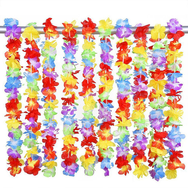 50pcs Hawaiian Flower Garland Lei | Colorful Party Necklace Luau Decoration