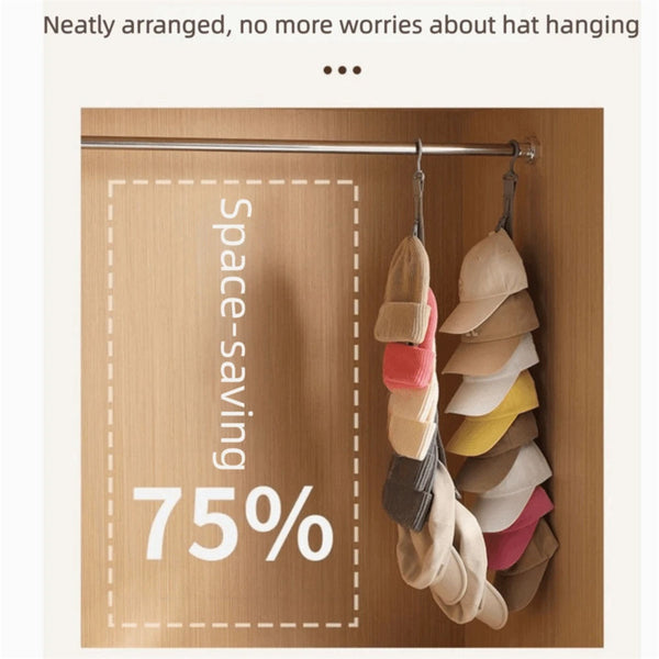 Baseball Cap Organizer Hanger with 8 Clips | Closet Hat Rack Storage Holder