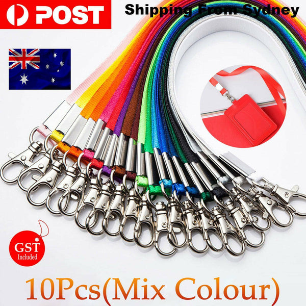 10pcs Lanyard Name Tag ID Badge Card Key Holder Clip Ring Case Pocket Neck Strap