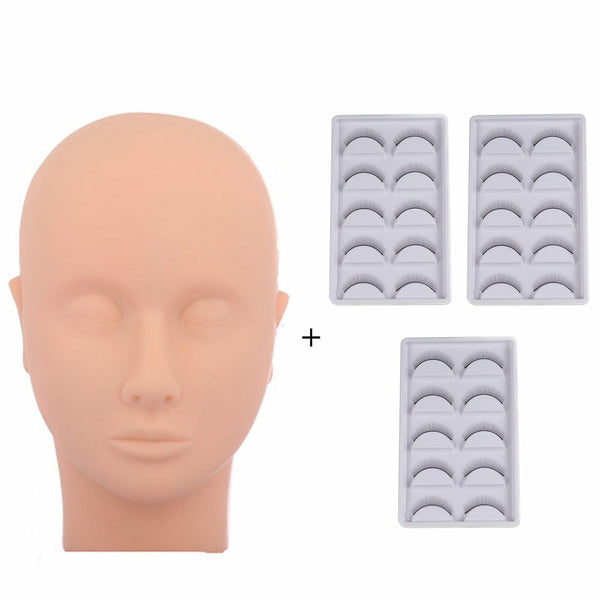 Mannequin Head Makeup Cosmetology Training Head w/ Practice Strip Lashes Set AU