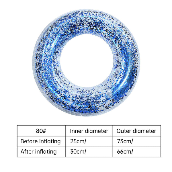 Adult Transparent Inflatable Swim Ring Pool Float Water Fun Beach With Sequins