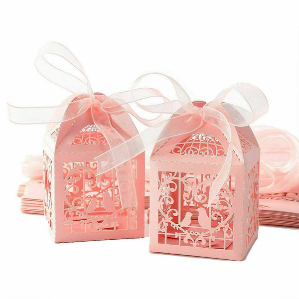 100X Laser Cut Favor Box Bombonierre Candy Engagement Wedding Gift Box 7 Colours