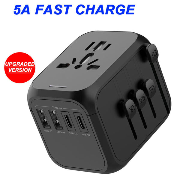 FAST 3.4 / 5A Universal Travel Adapter 3 USB &Type-C Outlet Converter Plug Power