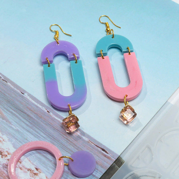 2PCS Silicone Earring Pendant Molds Resin Casting Jewelry DIY Epoxy Making Molds