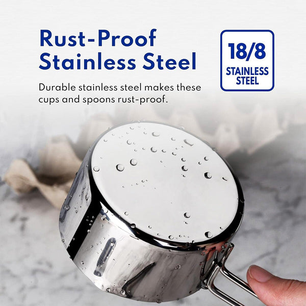 16PCS Stainless Steel Measuring Cups & Spoons Kitchen Baking Tool Set