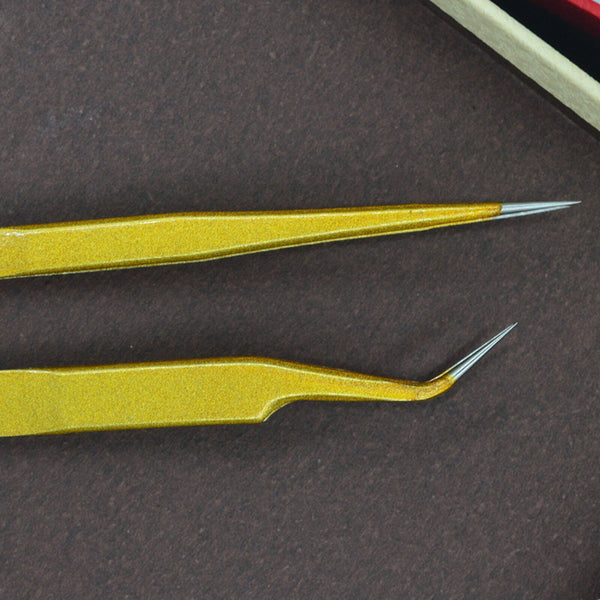 6PCS Eyelash Tweezers Eye Lash Clip Remover Tool False Extension Curved Pointed