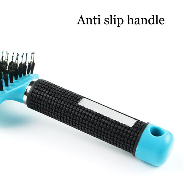 2PCS Nylon Bristle Brush Hair Smooth Hair Head Scalp Massage Comb Blue/Gradient