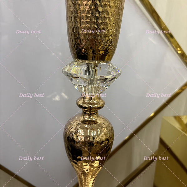 70cm Gold Crystal Mermaid Horn Vase Iron Centrepiece Flower Vase Party Wedding