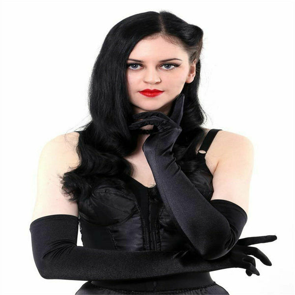 Ladies Long Satin Gloves Opera Costume Bridal Party Prom Wedding Womens Classic